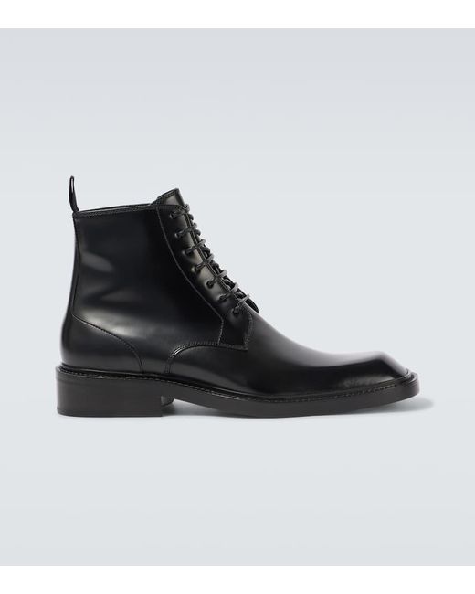 Saint Laurent Black Ian Leather Lace-Up Boots for men