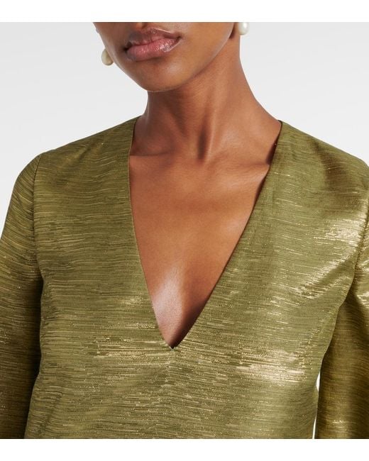 Valentino Green Voyage Imaginaire Lame Maxi Dress