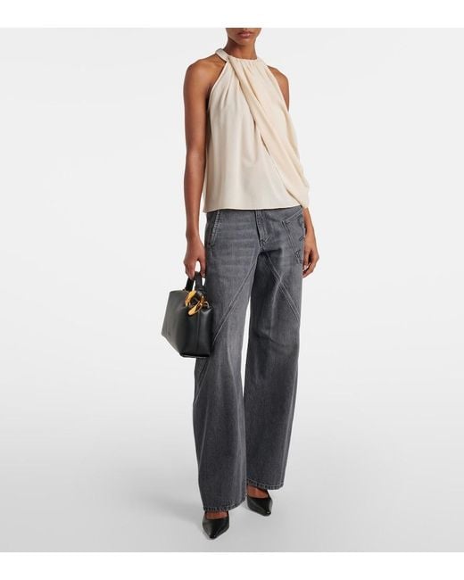 J.W. Anderson Natural Draped Wool-Blend Top
