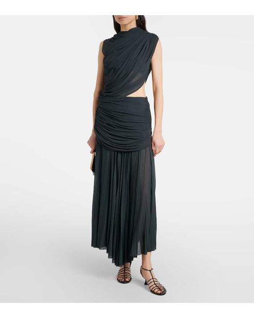 Proenza Schouler Black Irma Cutout Draped Jersey Midi Dress