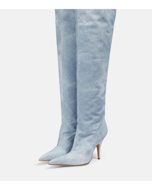 Gia Borghini Blue Gia 33 Denim Over-The-Knee Boots