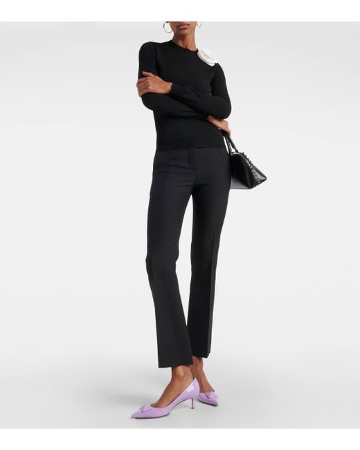 Valentino Black Crepe Couture Mid-rise Straight Pants