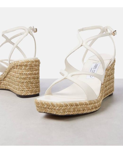 Jimmy Choo Metallic Ayla 85 Leather Espadrille Wedges