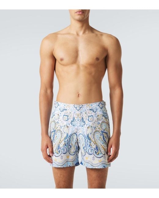 Orlebar Brown Blue Bulldog Paisley Swim Trunks for men