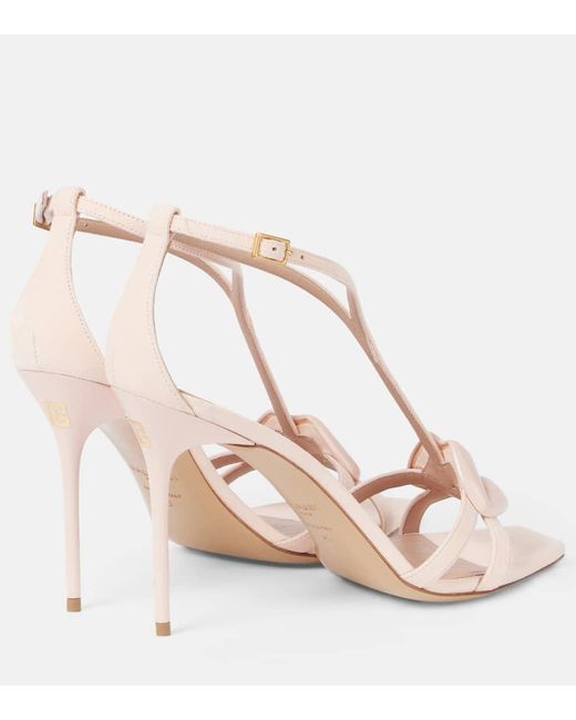 Balmain Pink Sandalen Lips 95 Aus Veloursleder