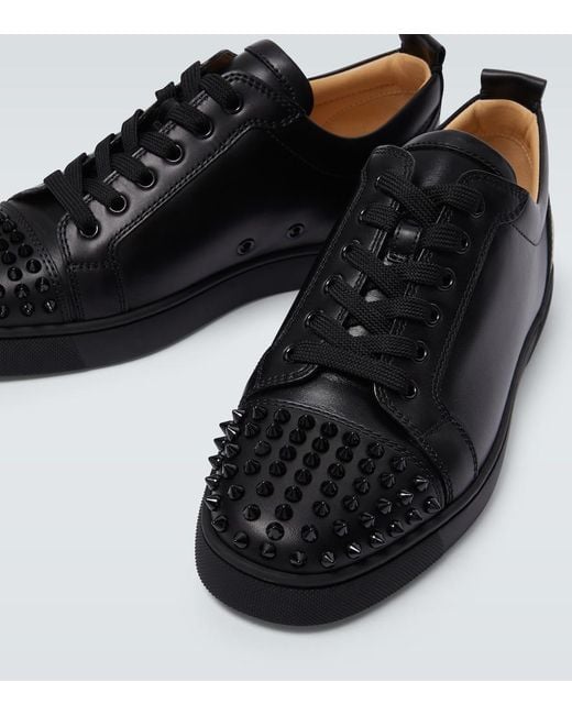 Christian Louboutin Black Louis Junior Spikes Leather Sneaker for men