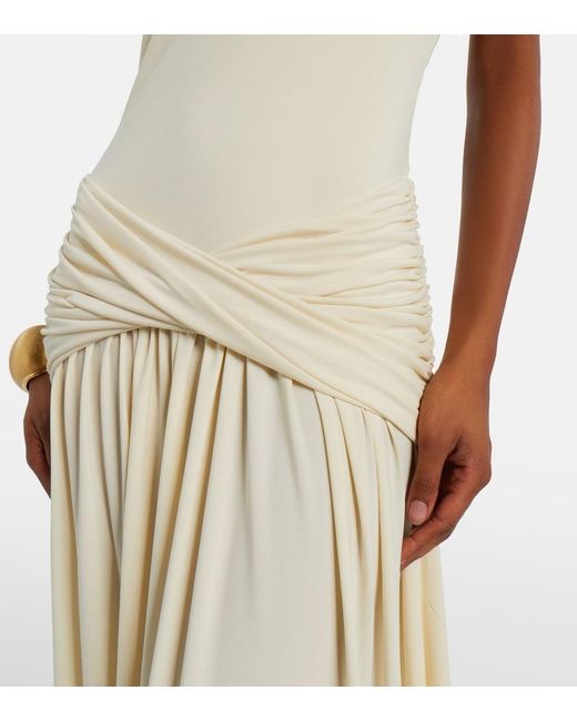 Bananhot White Zoya Draped Halterneck Maxi Dress