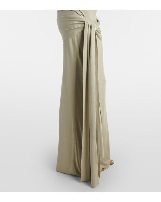 AYA MUSE Natural Kora Off-Shoulder Silk-Blend Maxi Dress