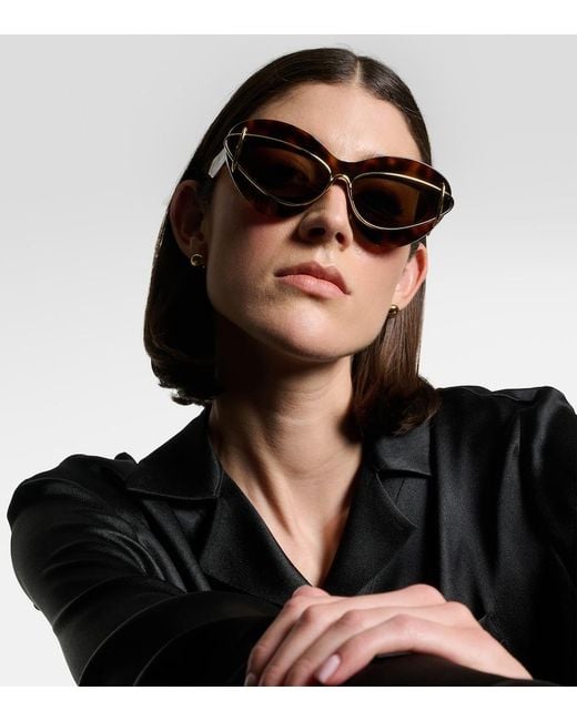 Loewe Brown Double Frame Cat Eye Sunglasses