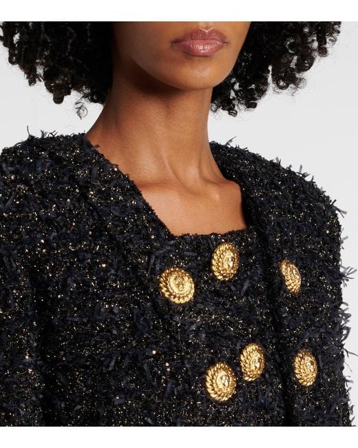 Balmain Black Tweed Buttoned Jacket