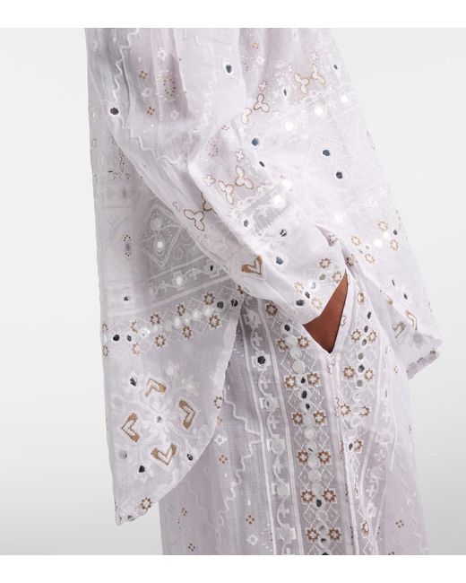 Juliet Dunn White Embellished Cotton Shirt