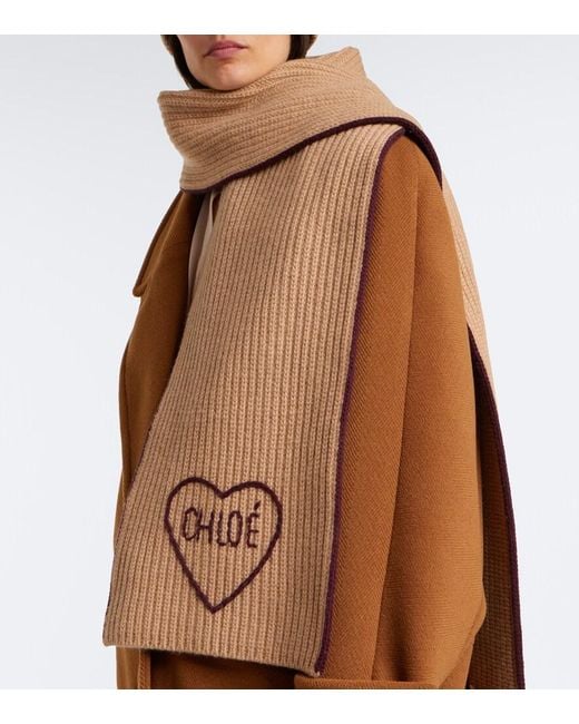 Chloé Brown Encour Wool And Cashmere Scarf