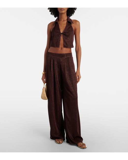 Oseree Brown Lumiere Wide-Leg Pants