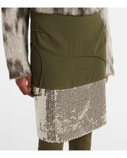 The Attico Green Sequined Midi Skirt