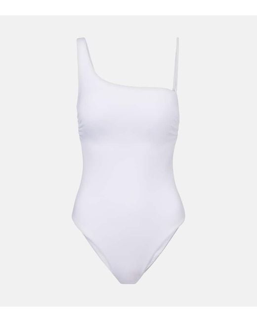 Max Mara White Clara Asymmetric Swimsuit