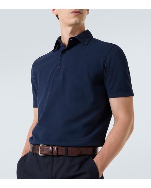 Loro Piana Blue Cotton Jersey Polo Shirt for men
