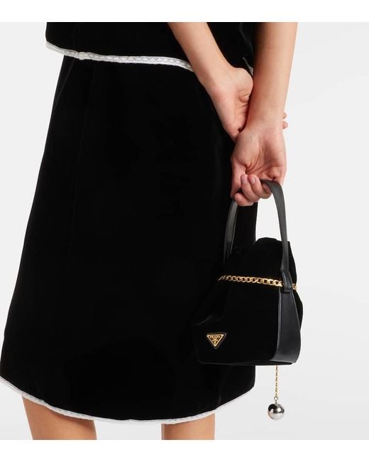 Prada Black Petit Sac Noir Velvet Bucket Bag