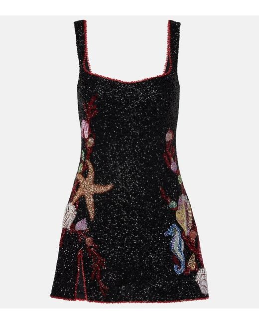 Clio Peppiatt Marina Embellished Minidress in Black | Lyst