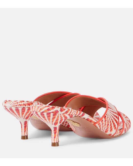 Aquazzura Pink Divine 50 Leather-Trimmed Mules