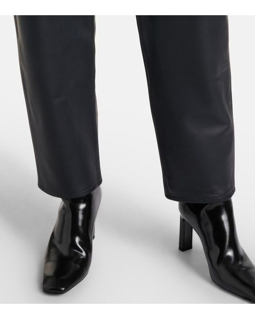 FRAME Blue Neat Leather Straight Pants