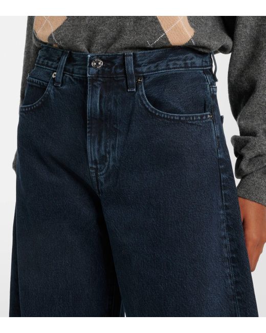 FRAME Blue Bubble High-rise Barrel-leg Jeans