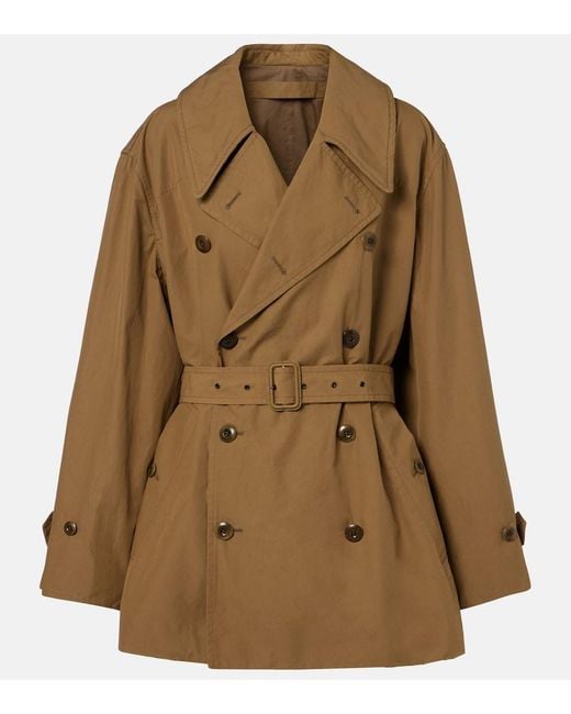 Lemaire Brown Oversized Cotton Cropped Trench Coat