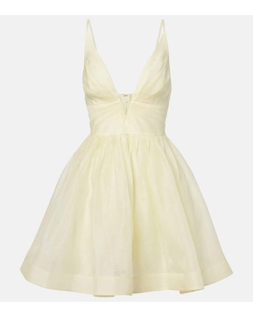 Zimmermann Natural Minikleid Illuminate Aus Leinen Und Seide