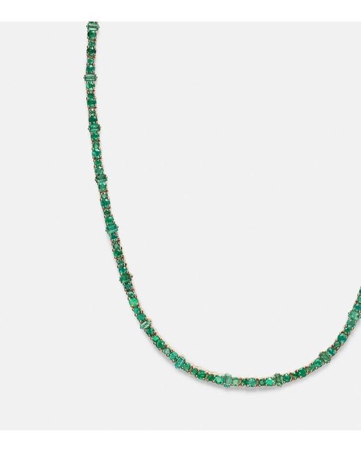 Ileana Makri Metallic Rivulet 18kt Gold Necklace With Emeralds