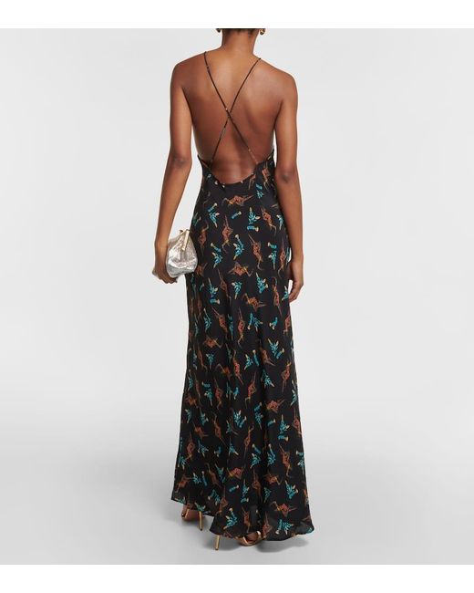 Rixo Black Bedrucktes Maxikleid Aus Seide