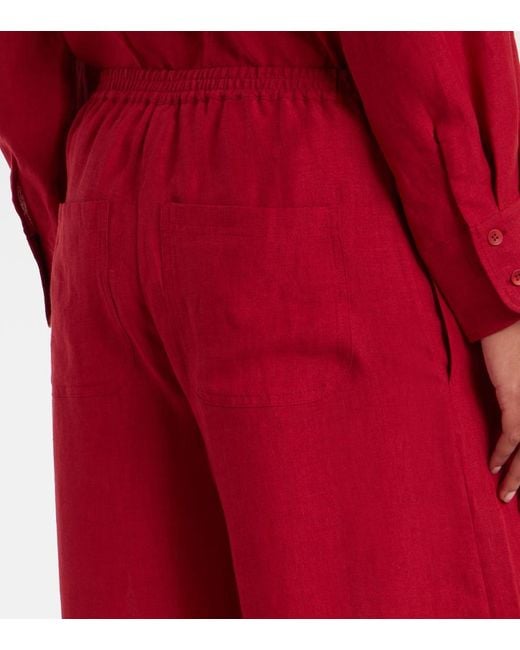 Eres Red Select Linen Wide-Leg Pants