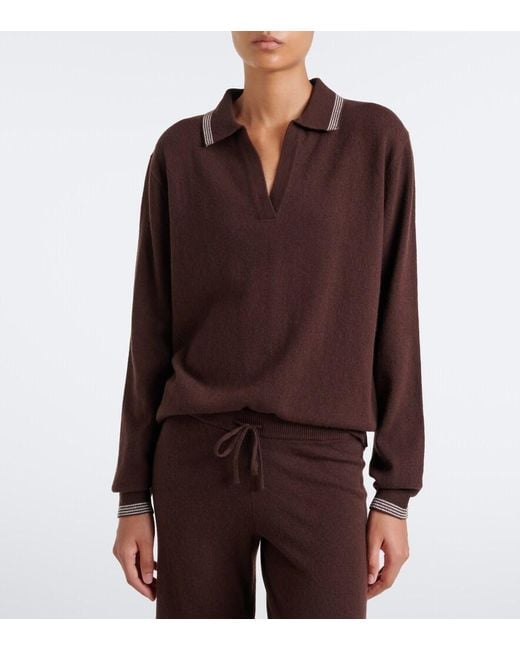 The Upside Brown Coco Luna Cashmere-Blend Polo Sweater