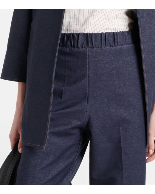 Pantalon droit Ballata en coton melange Max Mara en coloris Blue