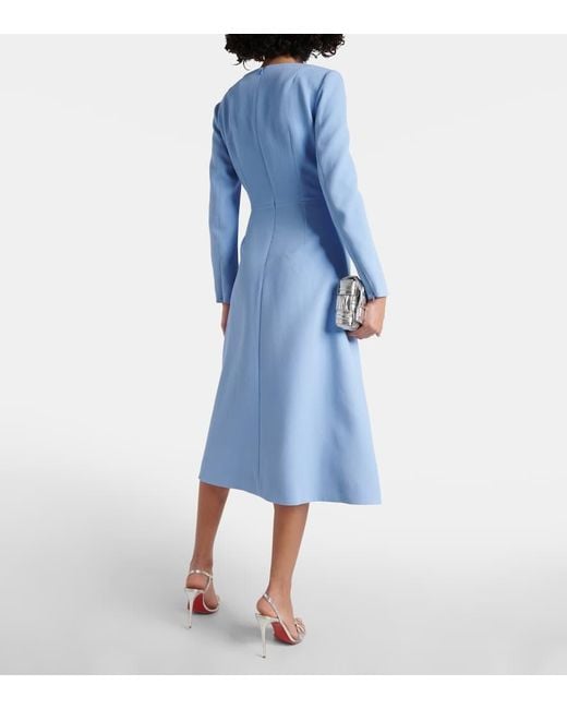 Emilia Wickstead Blue Midikleid Elta Aus Crepe