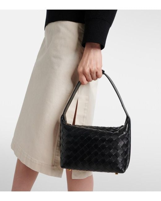 Bottega Veneta Black Wallace Mini Intrecciato Leather Shoulder Bag