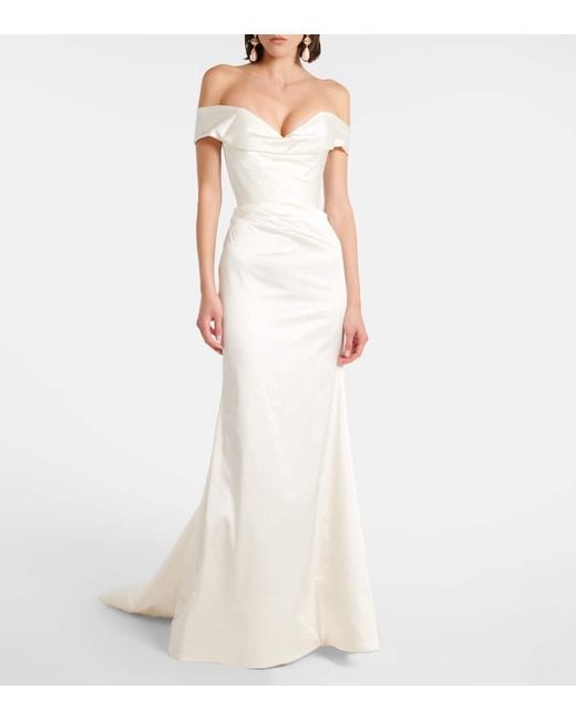 Vivienne Westwood White Bridal Mabel Silk Satin Bustier Gown