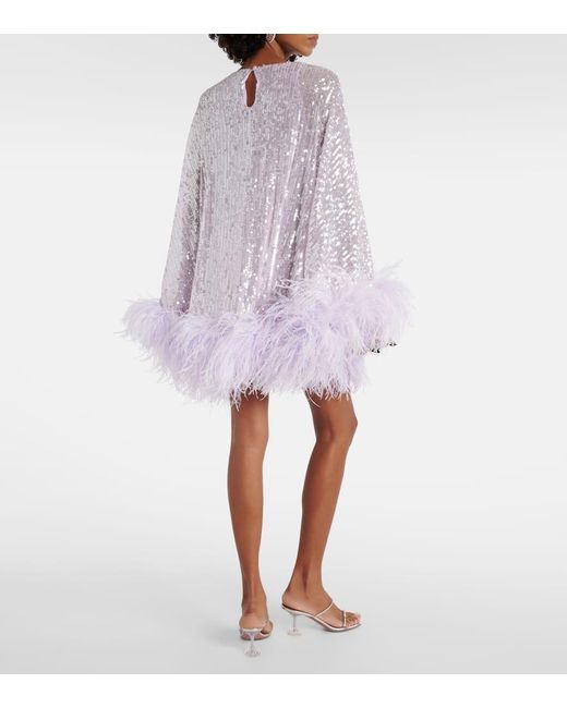 Vestido corto Vegas con ribete de plumas ‎Taller Marmo de color Purple