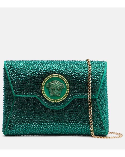 Versace Green Medusa Mini Embellished Crossbody Bag