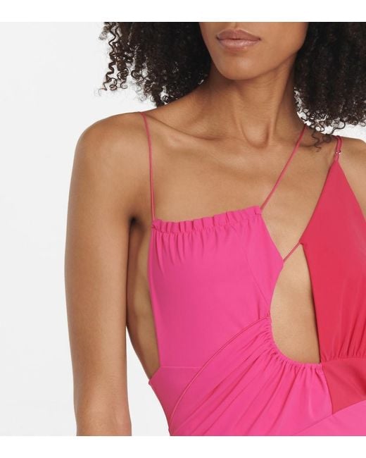 Nensi Dojaka Pink Cutout Asymmetric Swimsuit