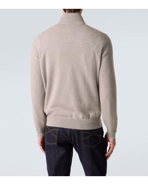 Pullover Con Mezza Zip di Brunello Cucinelli in Gray da Uomo