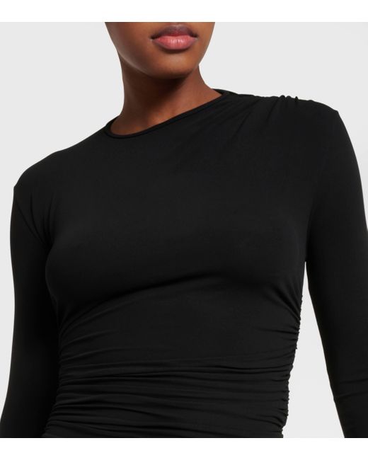Saint Laurent Black Ruched Stretch-jersey Mini Dress