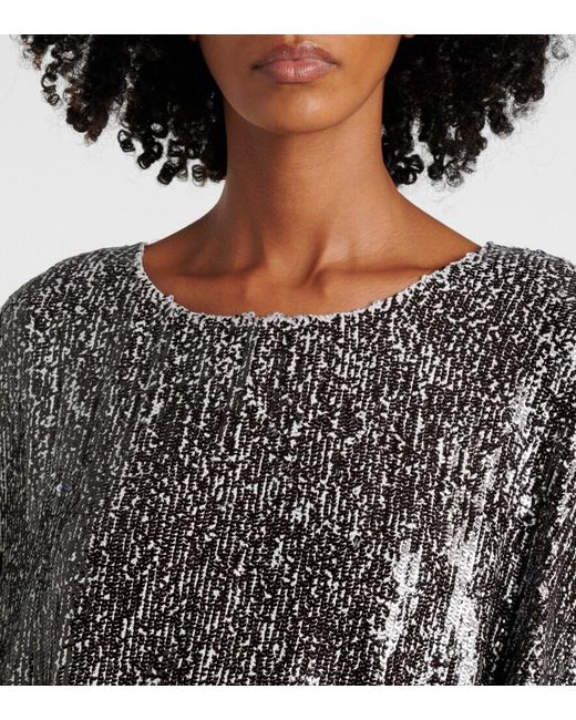 Dries Van Noten Black Sequined Gathered Blouse