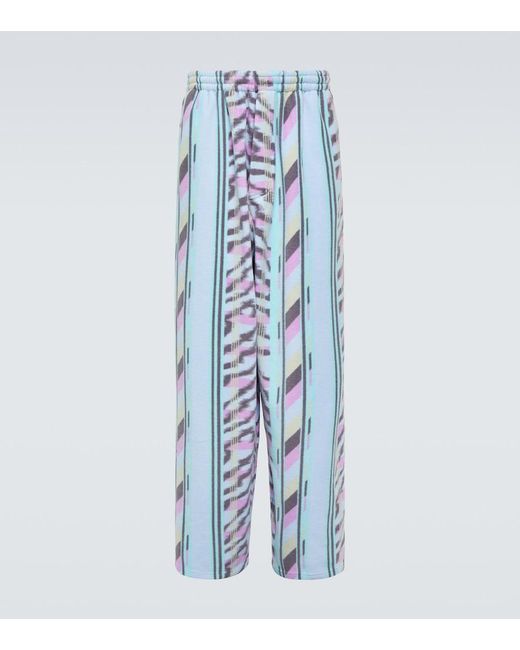 Balenciaga Blue Printed Fleece Sweatpants for men