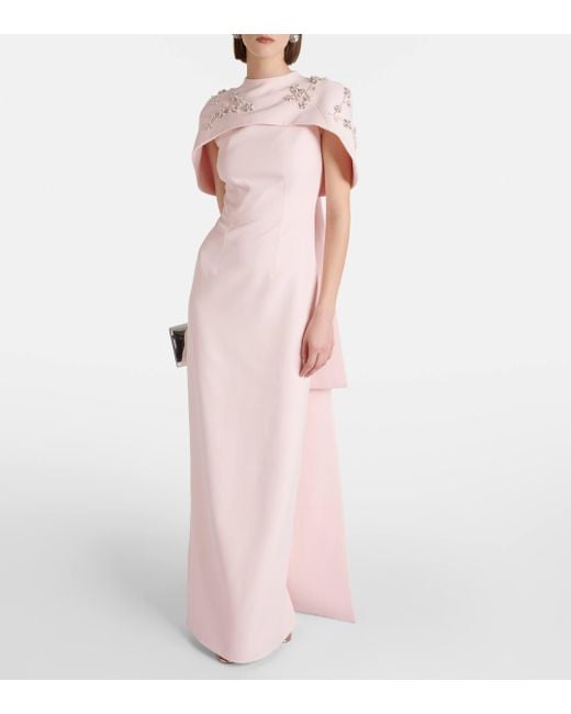 Robe longue en crepe a ornements Safiyaa en coloris Pink