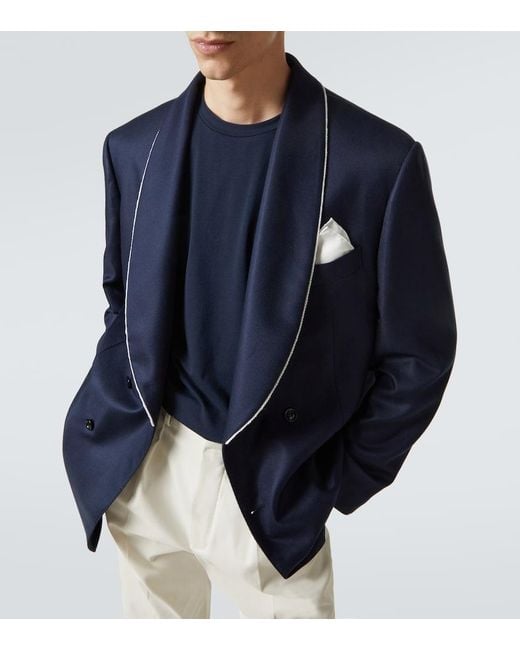 Brunello Cucinelli Smokingjacke Aus Seide in Blue für Herren