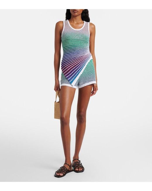 Loewe Green Paula's Ibiza Striped Cotton-Blend Shorts
