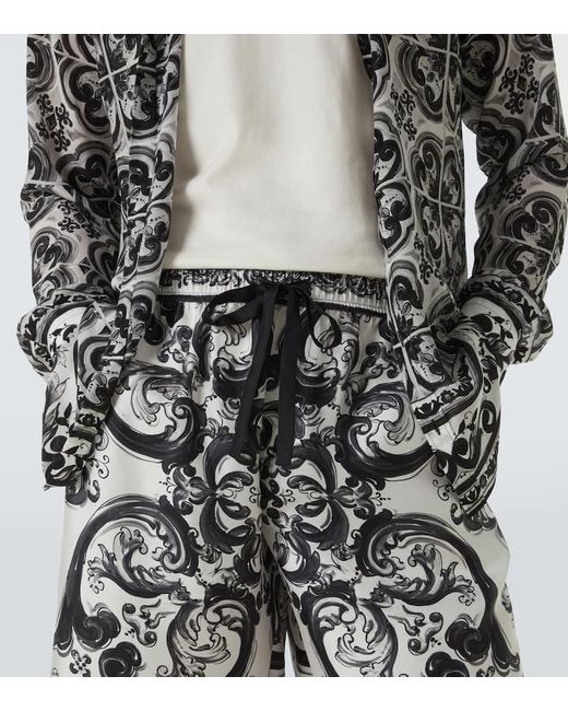 Shorts Majolica De Sarga De Seda Dolce & Gabbana de hombre de color Black