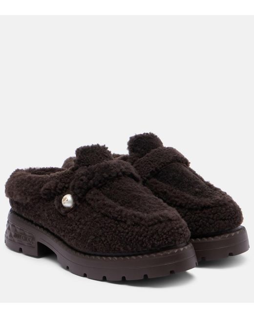 Jimmy Choo Black Shea Shearling Platform Mules