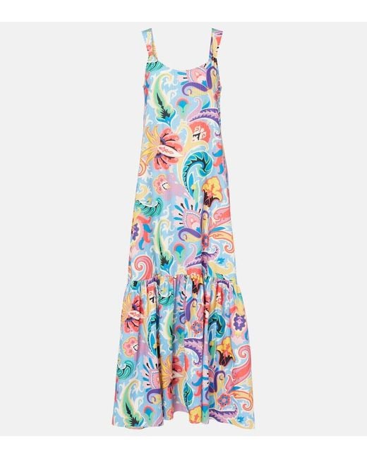 Etro White Printed Cotton And Silk Maxi Dress