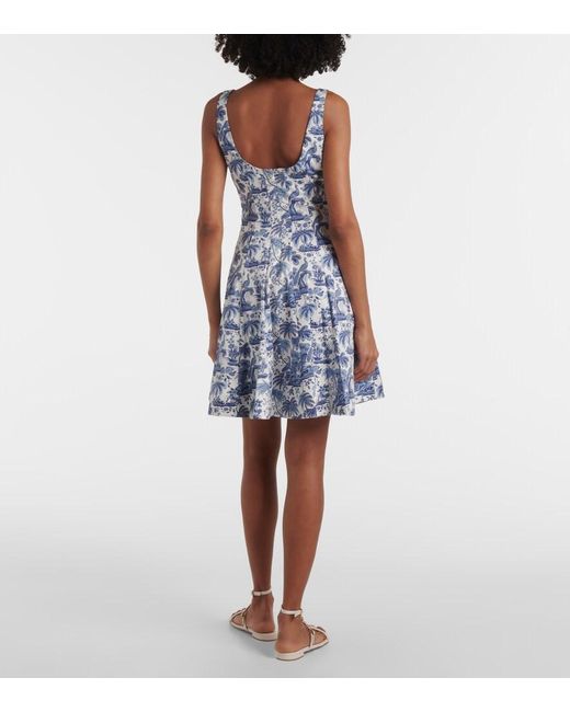 Staud Blue Wells Floral Cotton Minidress