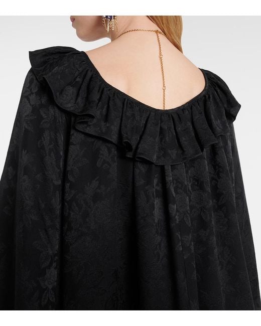 Chloé Black Ruffled Jacquard Silk Minidress